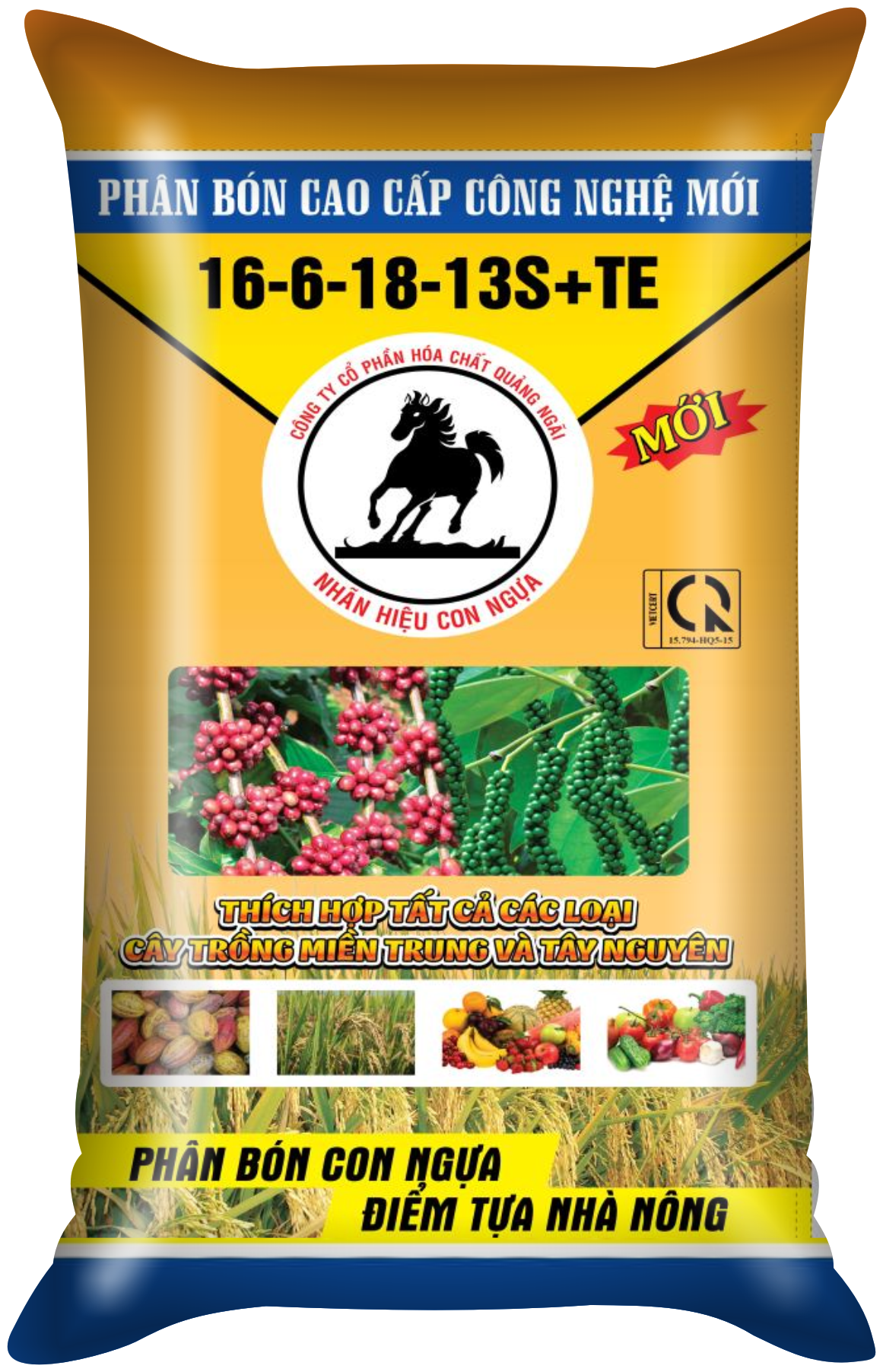 Phân bón Con Ngựa NPK 16-6-18+13S+HCQN