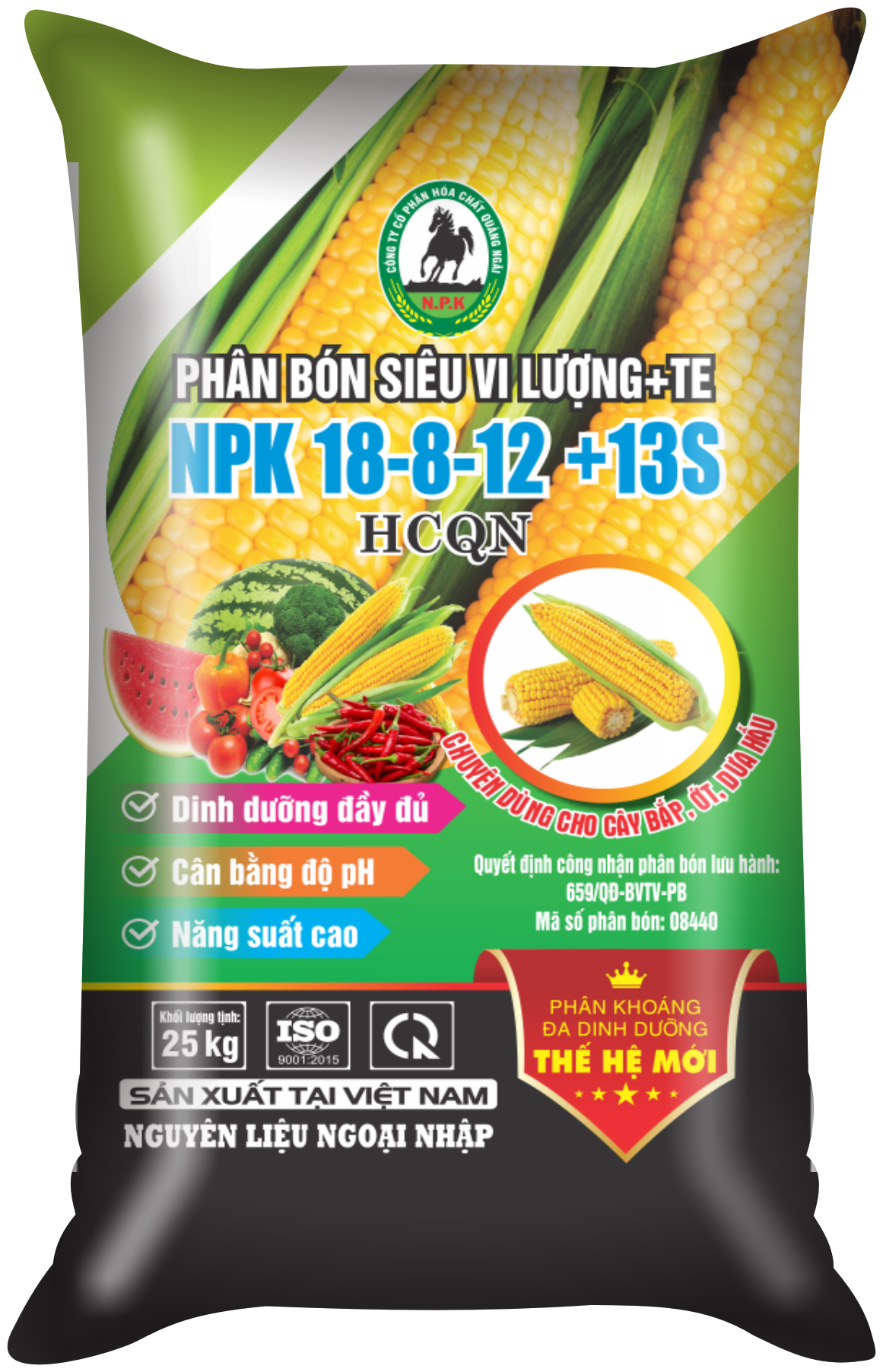 Phân bón Con Ngựa NPK 18-8-12+13S+HCQN